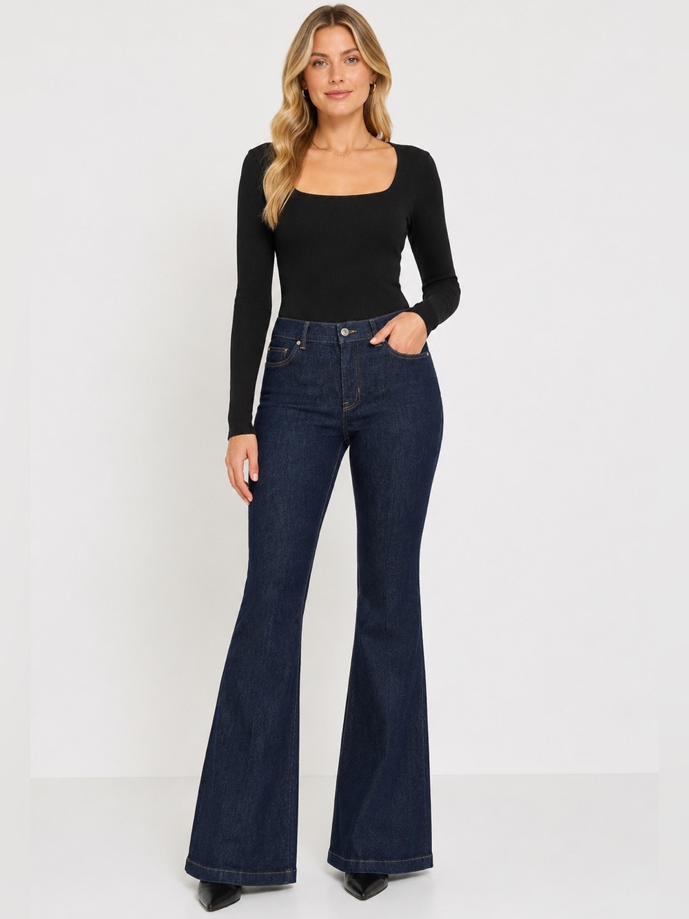 SPANX Denim Flare Shapewear Jeans Raw Indigo Wash XL Tall NWT